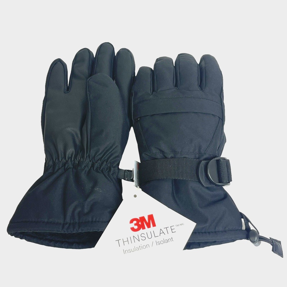 3M Thinsulate Ski/Snow Gloves Mens Sz M Warm Soft‎ Winter  Black faux fur Lined